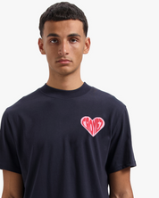 CROYEZ PUFFED HEART T-SHIRT | NAVY/RED