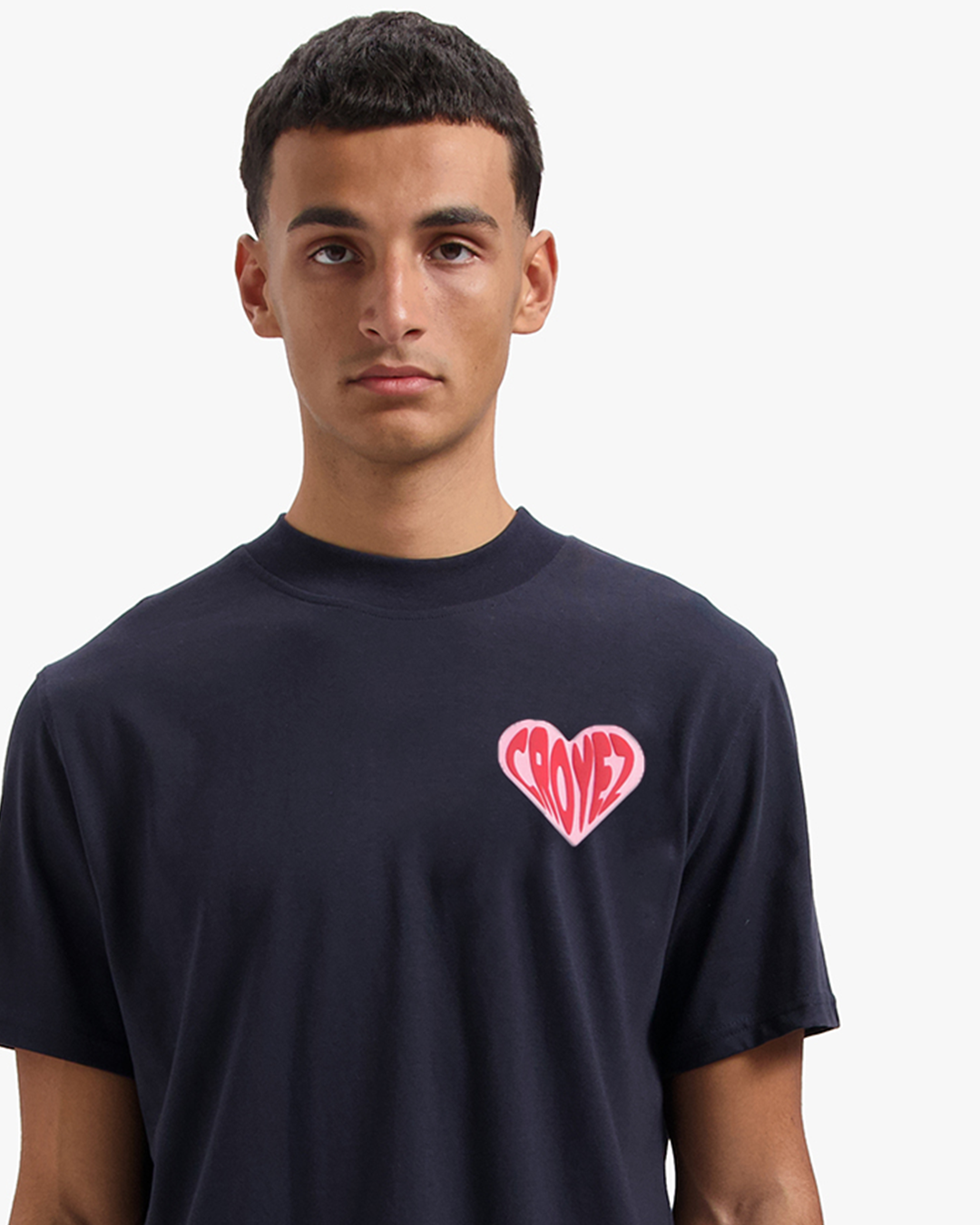 CROYEZ PUFFED HEART T-SHIRT - NAVY/RED