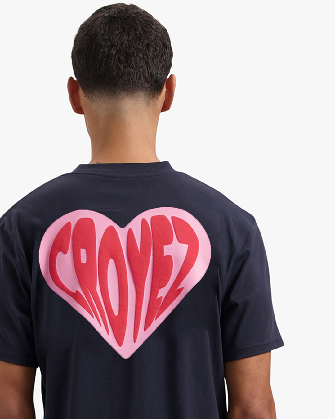 CROYEZ PUFFED HEART T-SHIRT - NAVY/RED