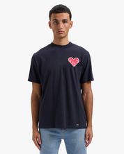 CROYEZ PUFFED HEART T-SHIRT | NAVY/RED