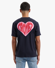 CROYEZ PUFFED HEART T-SHIRT | NAVY/RED
