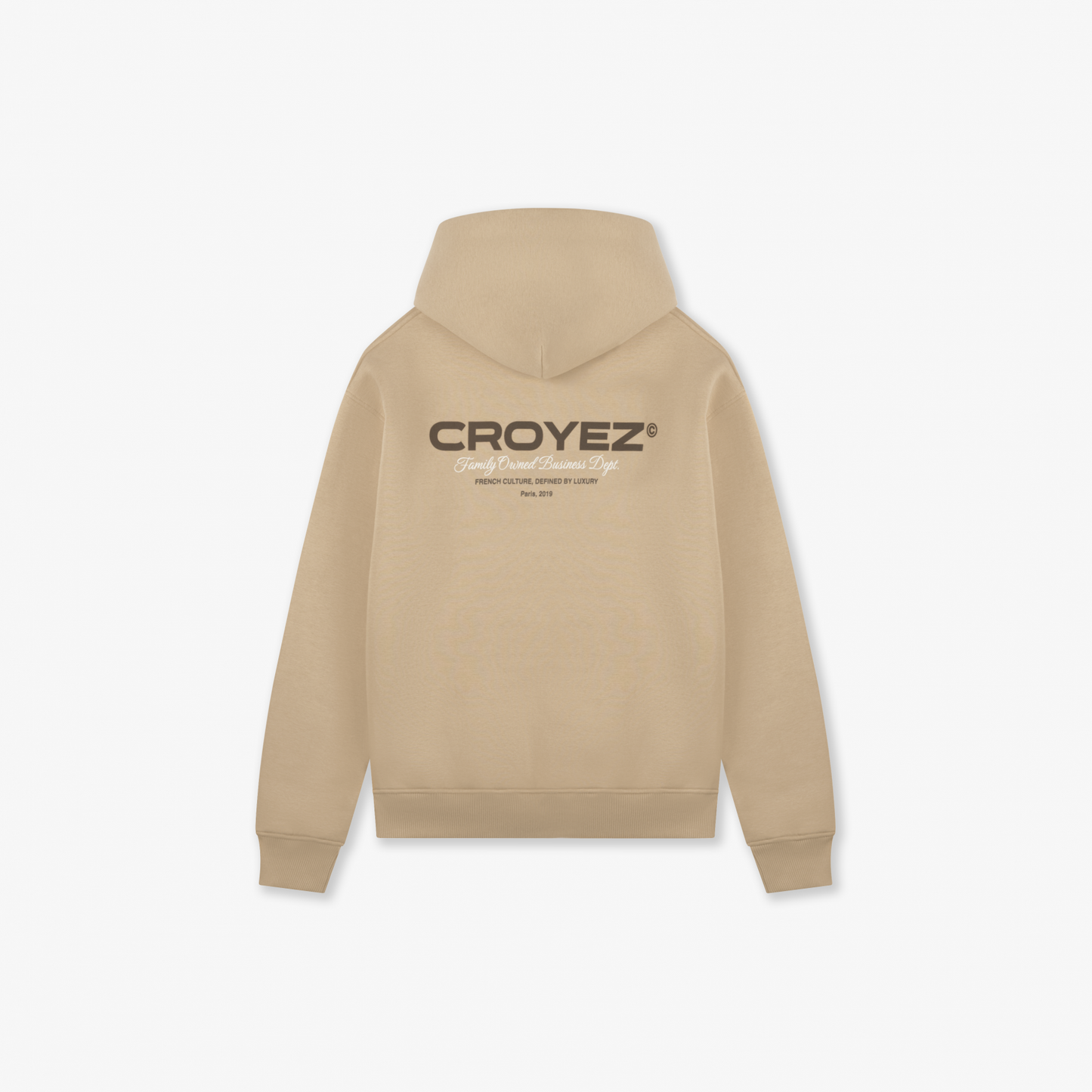 CROYEZ FAMILY OWNED BUSINESS HOODIE - BEIGE/BROWN