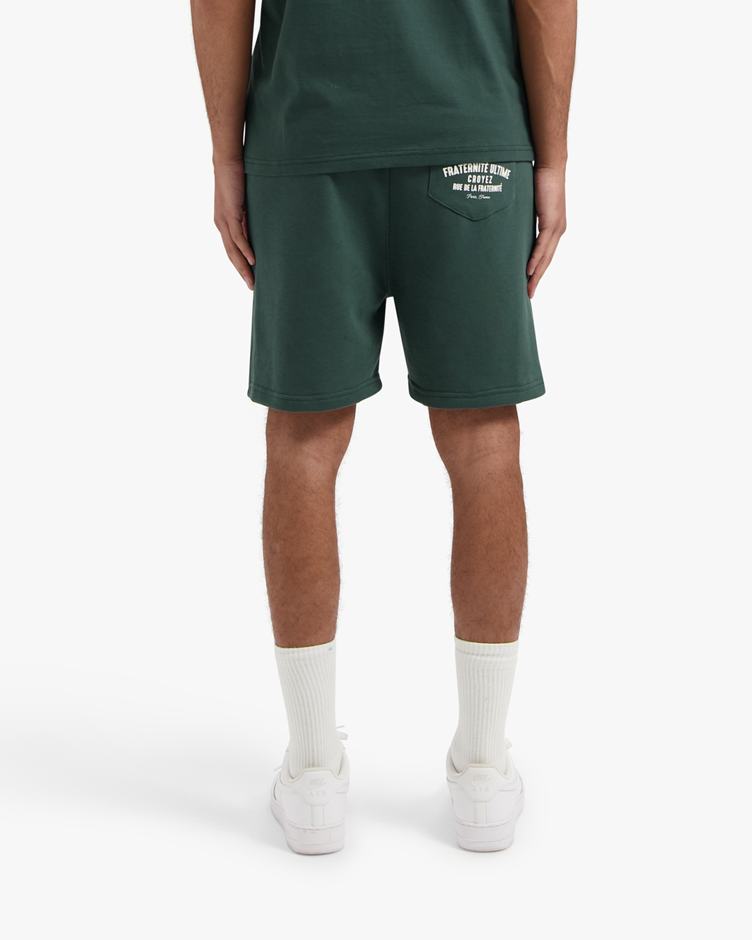 CROYEZ FRATERNITÉ PUFF SHORTS | DARK GREEN/OFF-WHITE