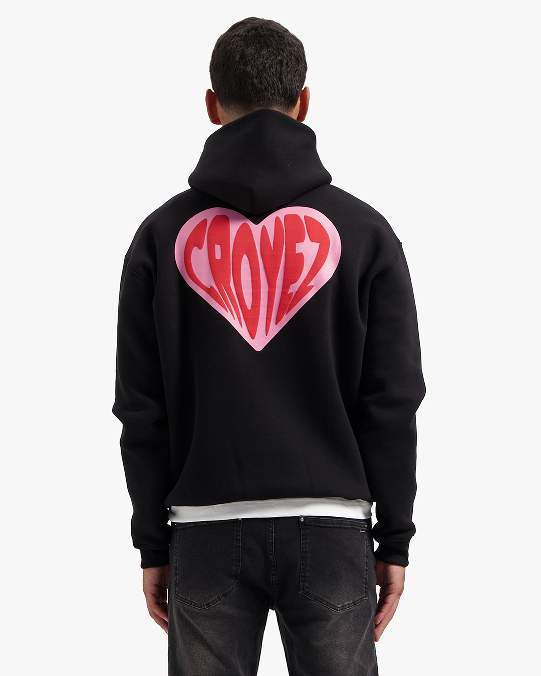 CROYEZ PUFFED HEART HOODIE - BLACK/RED