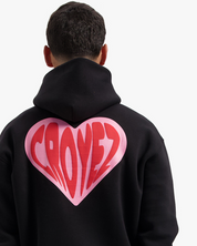 CROYEZ PUFFED HEART HOODIE | BLACK/RED