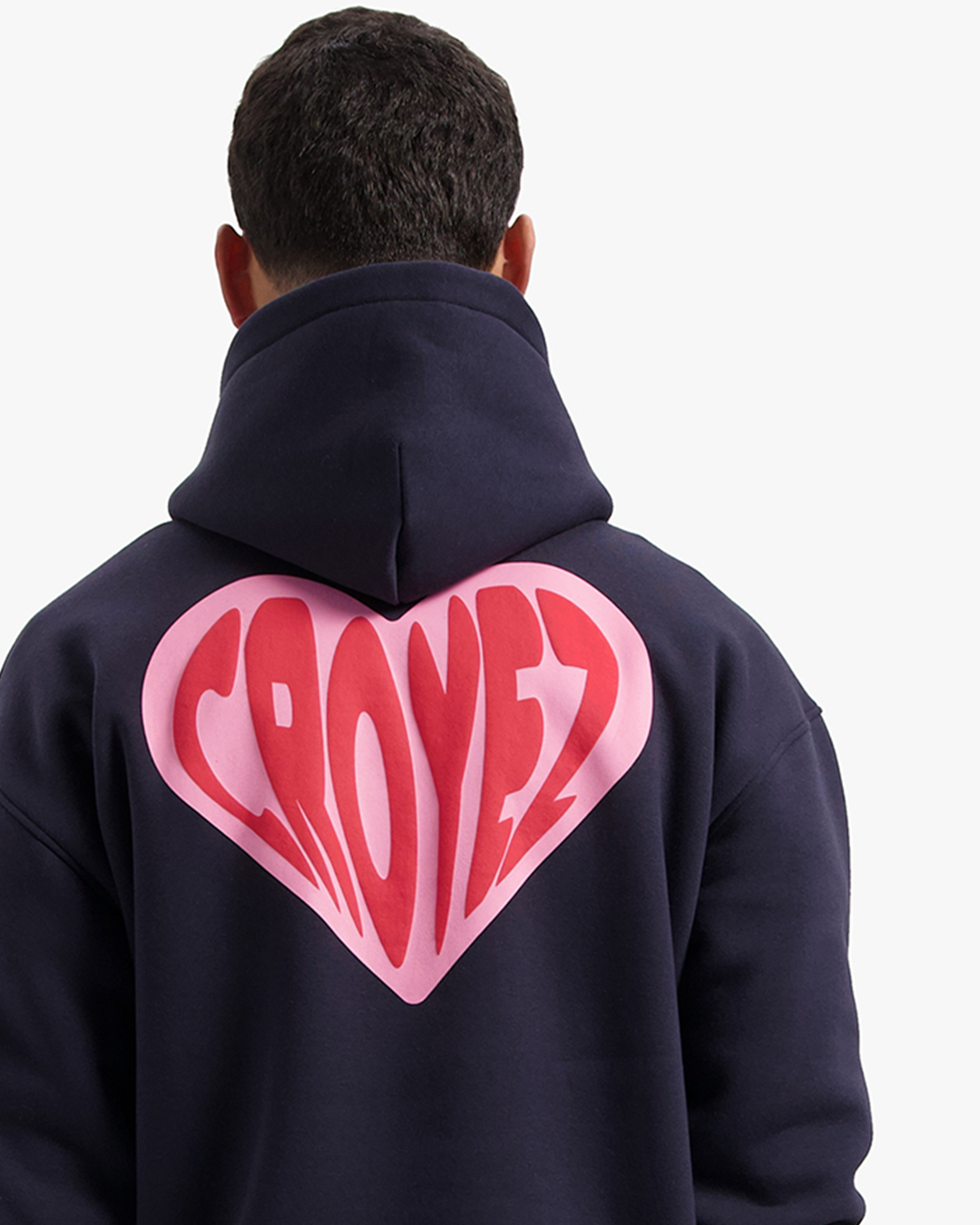 CROYEZ PUFFED HEART HOODIE - NAVY/RED