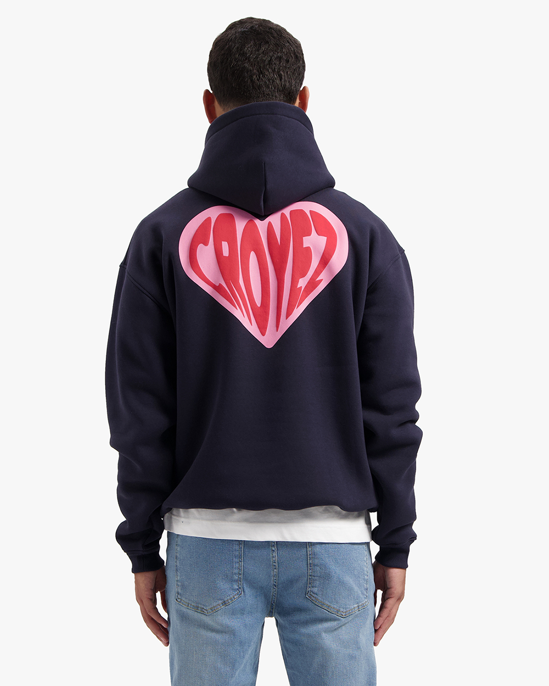 CROYEZ PUFFED HEART HOODIE - NAVY/RED