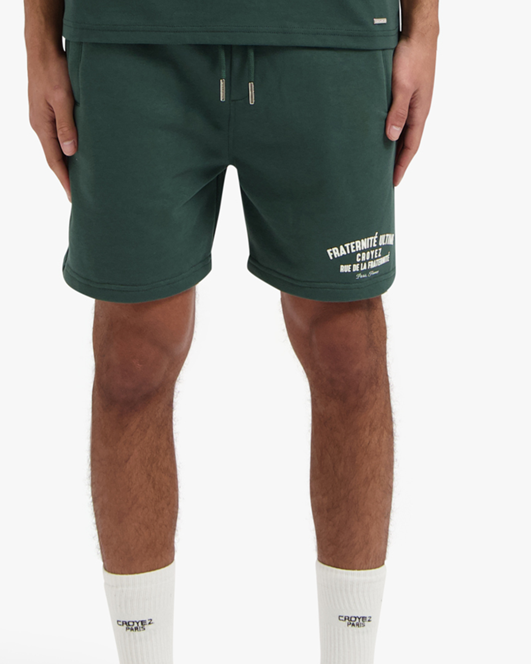 CROYEZ FRATERNITÉ PUFF SHORTS | DARK GREEN/OFF-WHITE