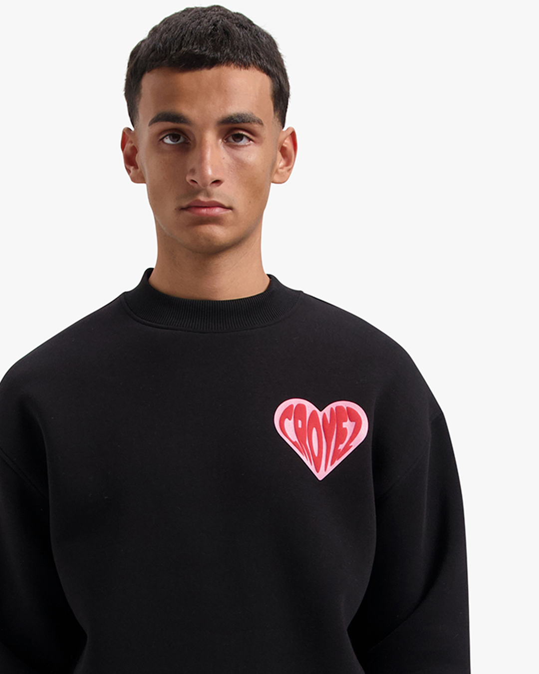 CROYEZ PUFFED HEART SWEATER | BLACK/RED