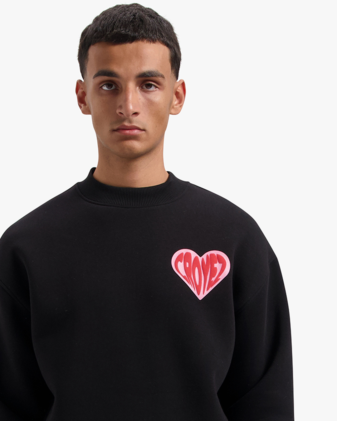 CROYEZ PUFFED HEART SWEATER - BLACK/RED