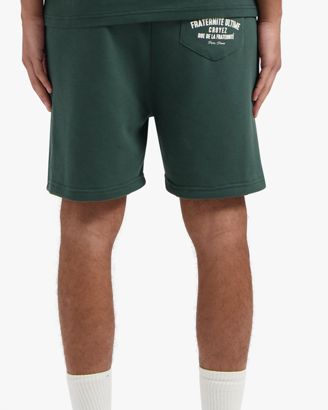 CROYEZ FRATERNITÉ PUFF SHORTS | DARK GREEN/OFF-WHITE