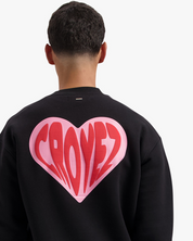CROYEZ PUFFED HEART SWEATER | BLACK/RED