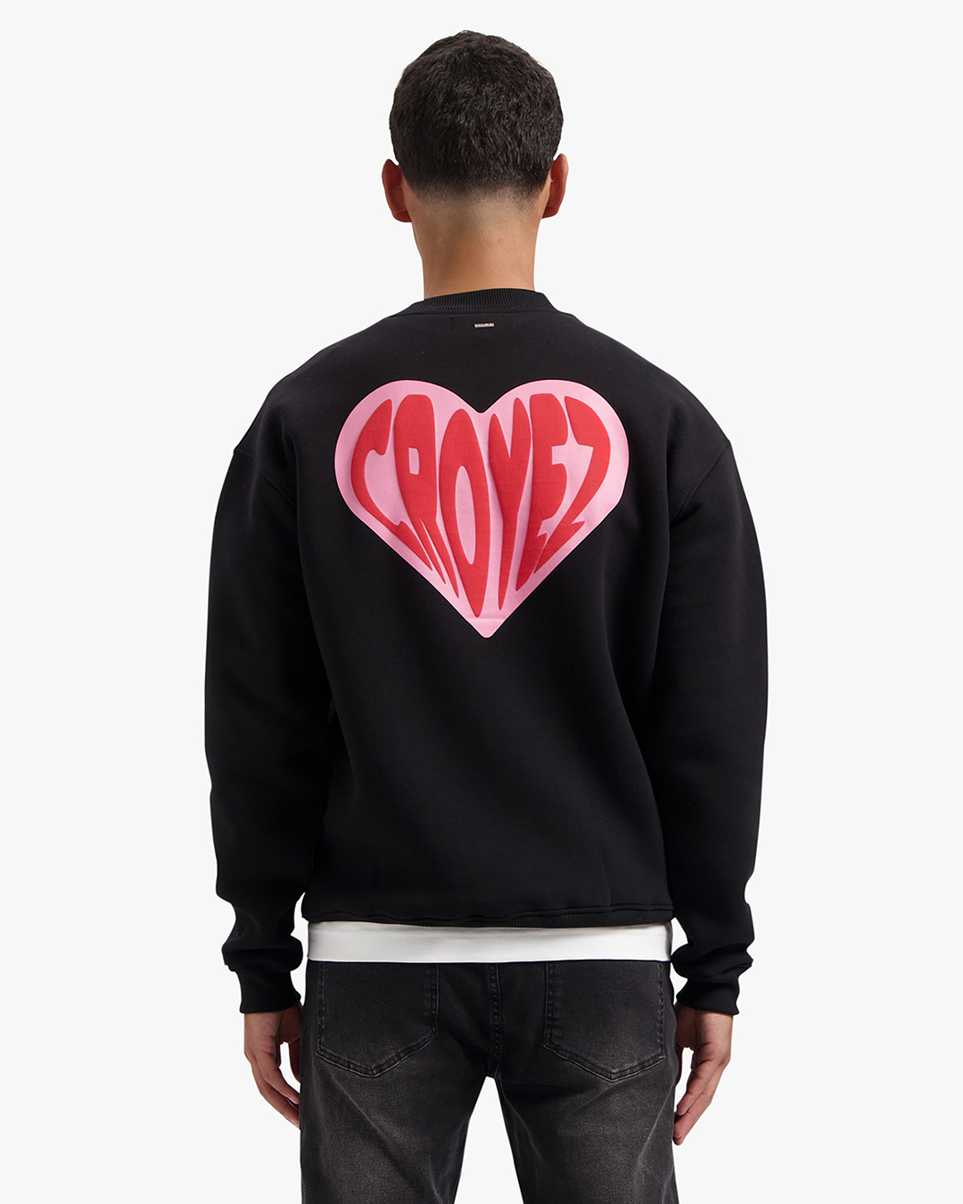 CROYEZ PUFFED HEART SWEATER | BLACK/RED