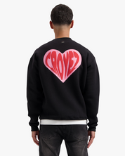 CROYEZ PUFFED HEART SWEATER | BLACK/RED