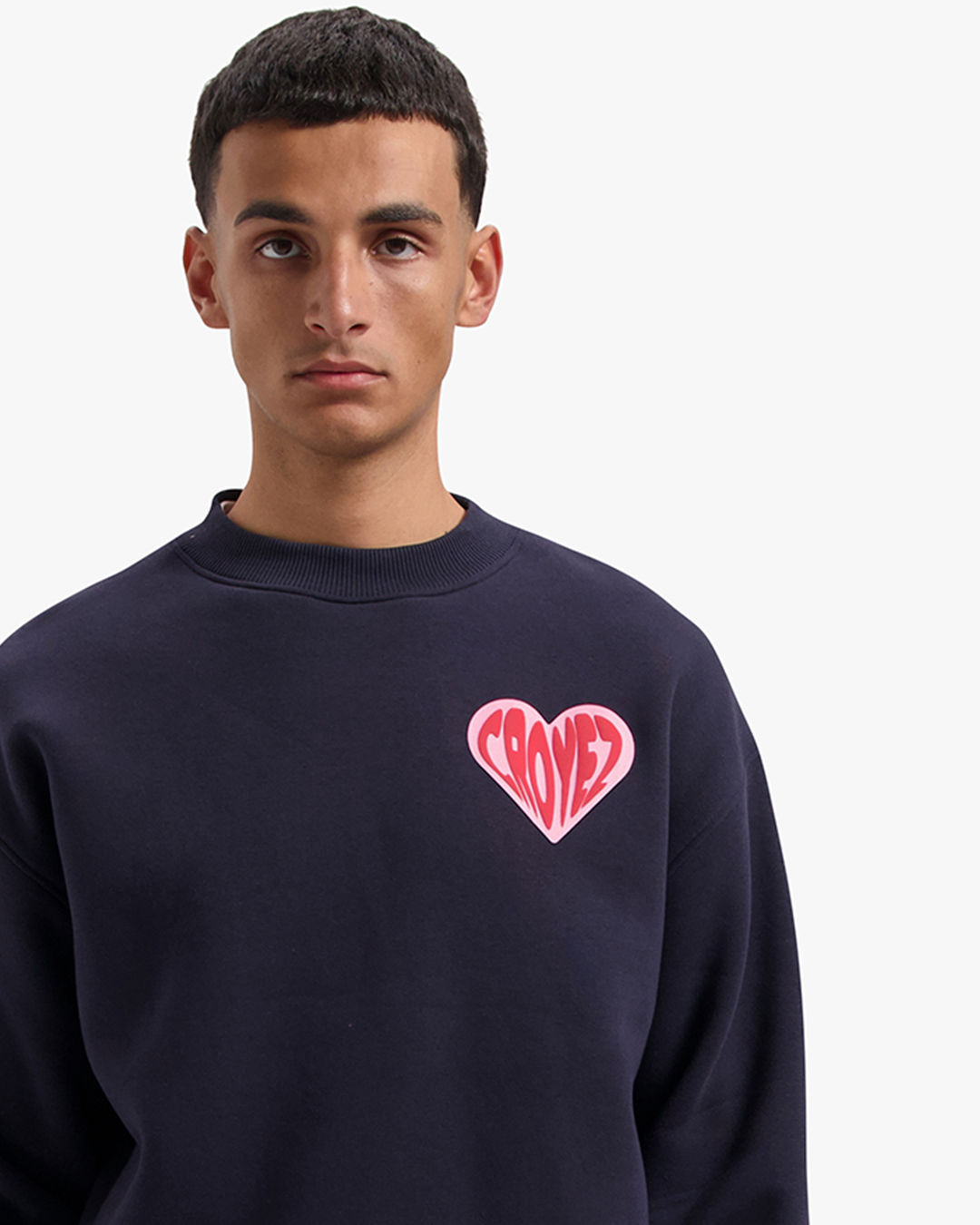 CROYEZ PUFFED HEART SWEATER - NAVY/RED