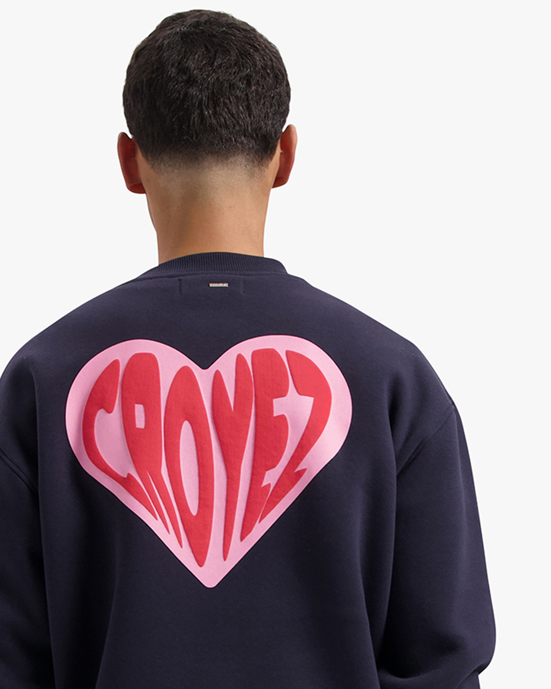 CROYEZ PUFFED HEART SWEATER - NAVY/RED