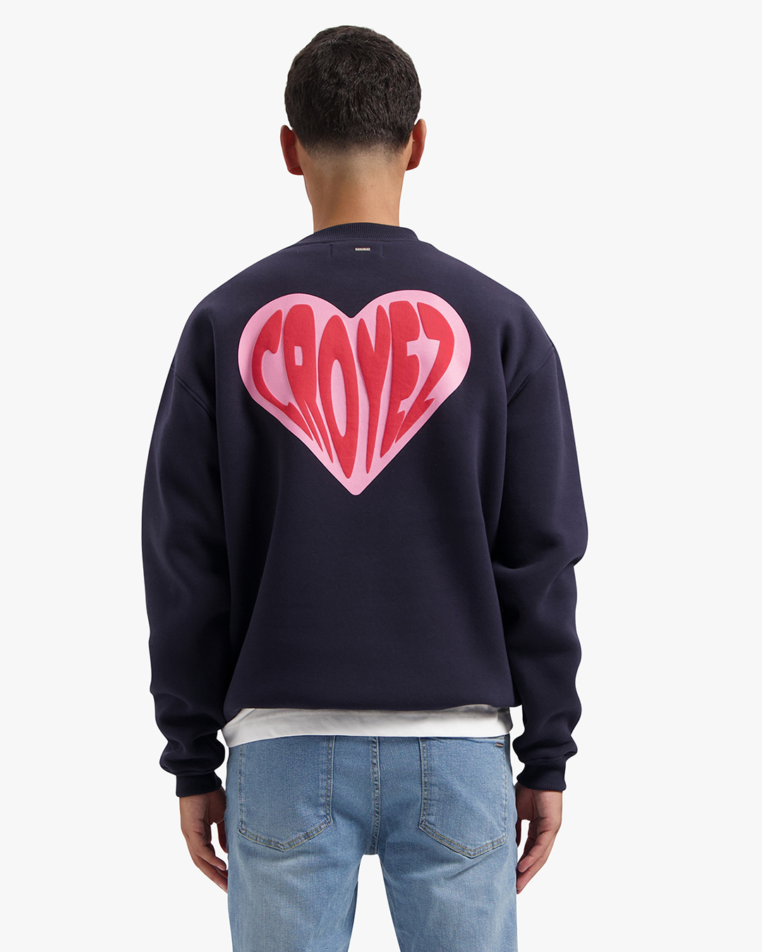 CROYEZ PUFFED HEART SWEATER - NAVY/RED