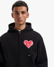 CROYEZ PUFFED HEART ZIP HOODIE | BLACK/RED