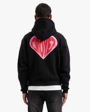 CROYEZ PUFFED HEART ZIP HOODIE | BLACK/RED