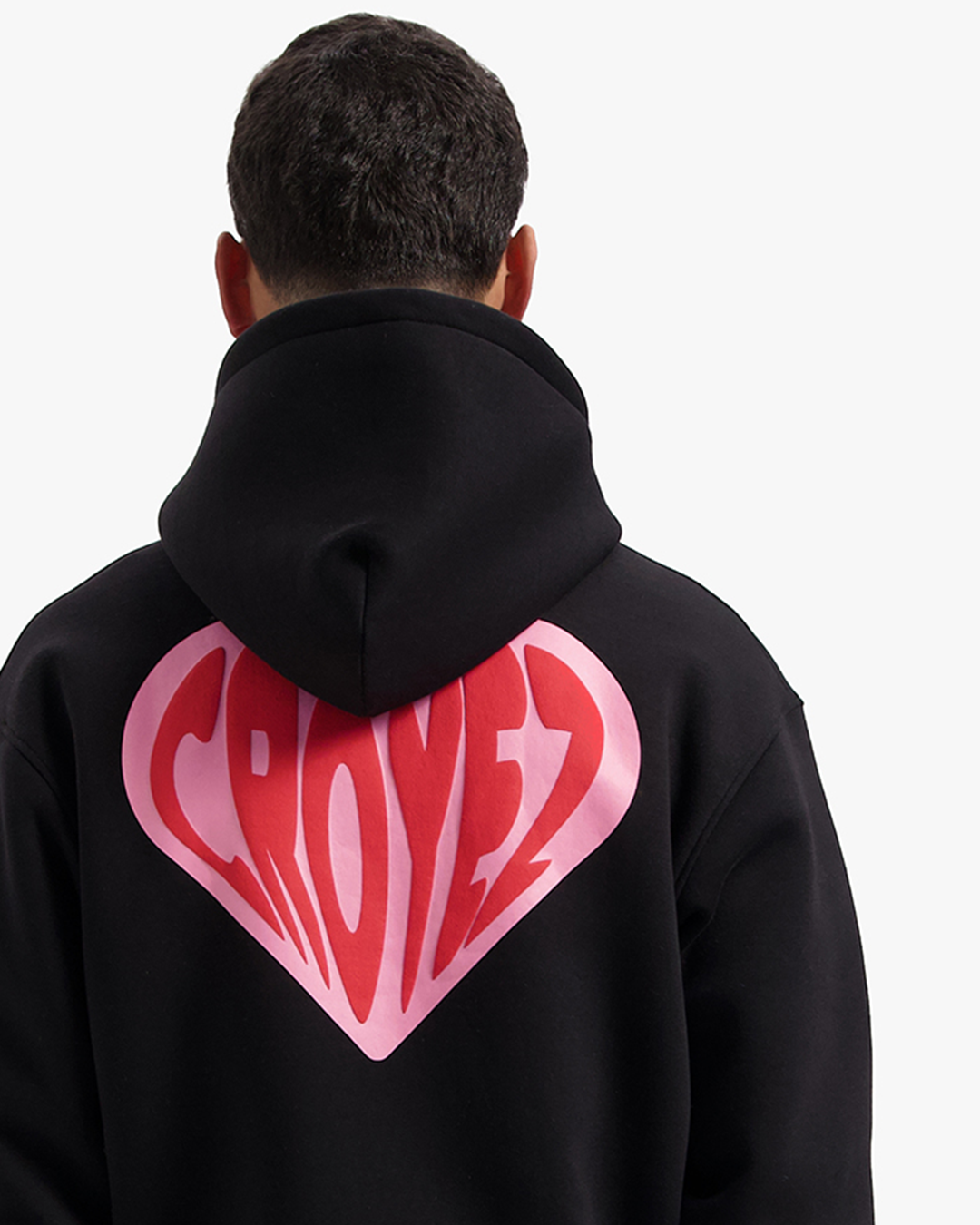 CROYEZ PUFFED HEART ZIP HOODIE | BLACK/RED