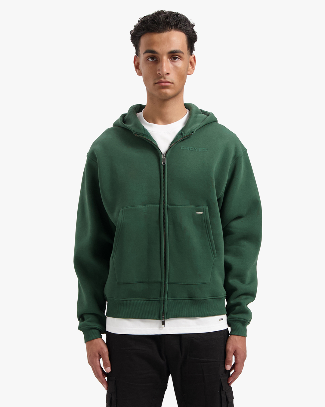Dark green zipper hoodie shop