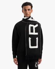 CROYEZ JACQUARD LOGO SCARF | BLACK/OFF-WHITE