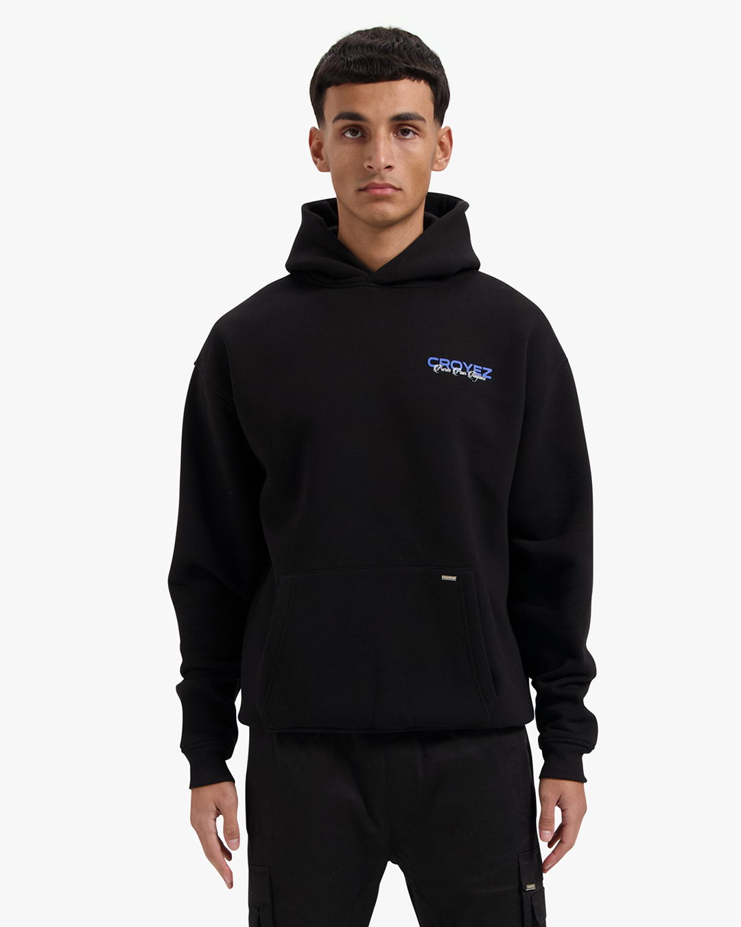 CROYEZ FRÈRES HOODIE - BLACK/COBALT