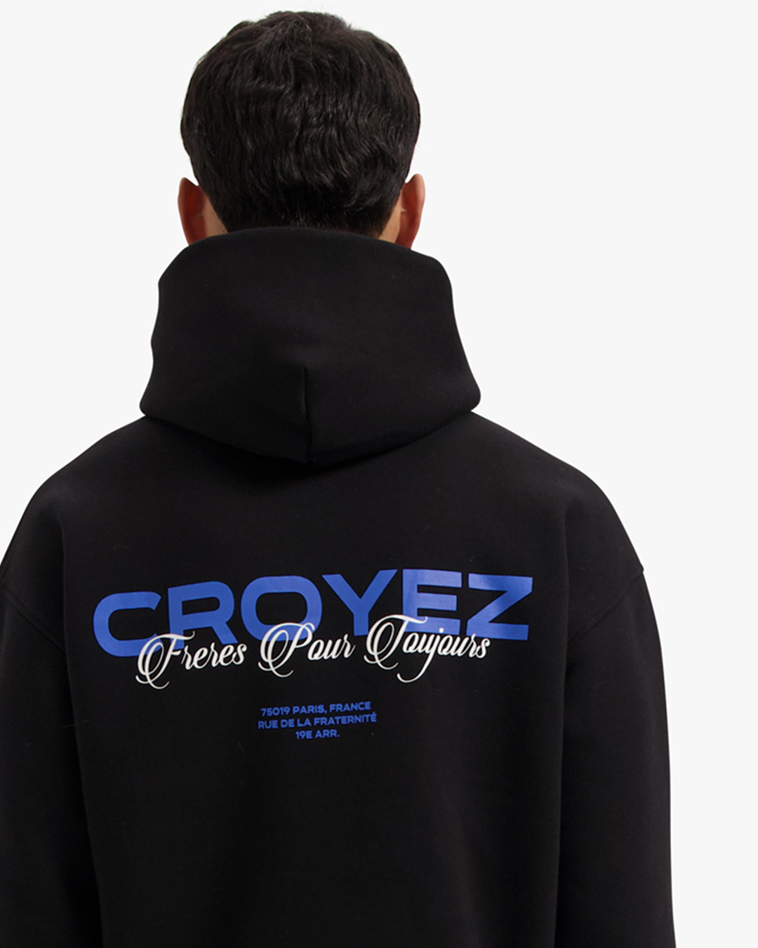 CROYEZ FRÈRES HOODIE - BLACK/COBALT