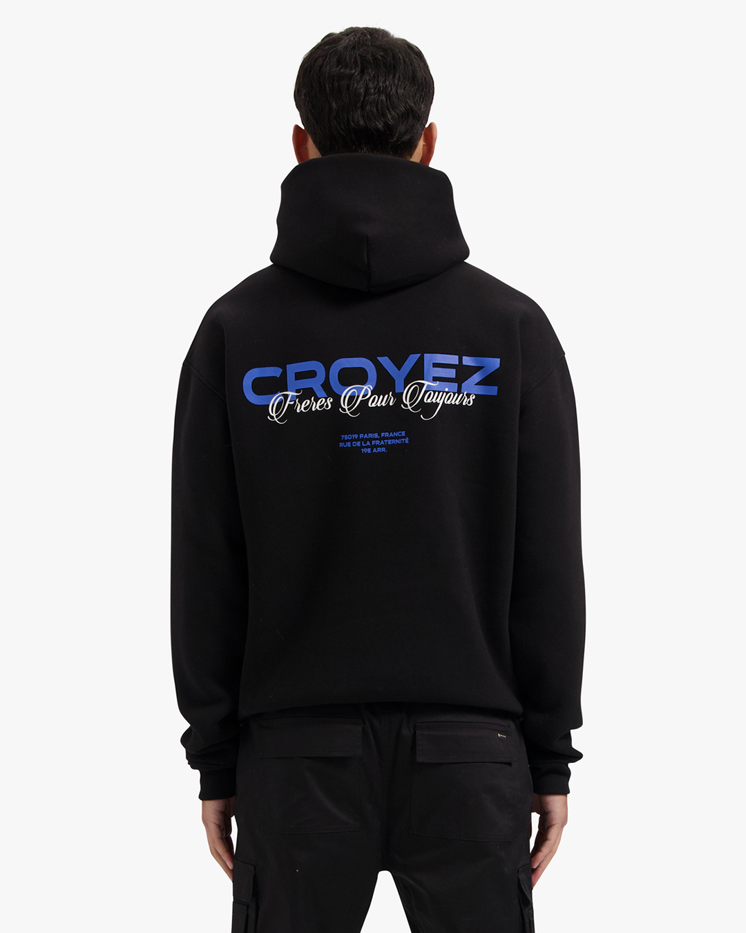 CROYEZ FRÈRES HOODIE | BLACK/COBALT