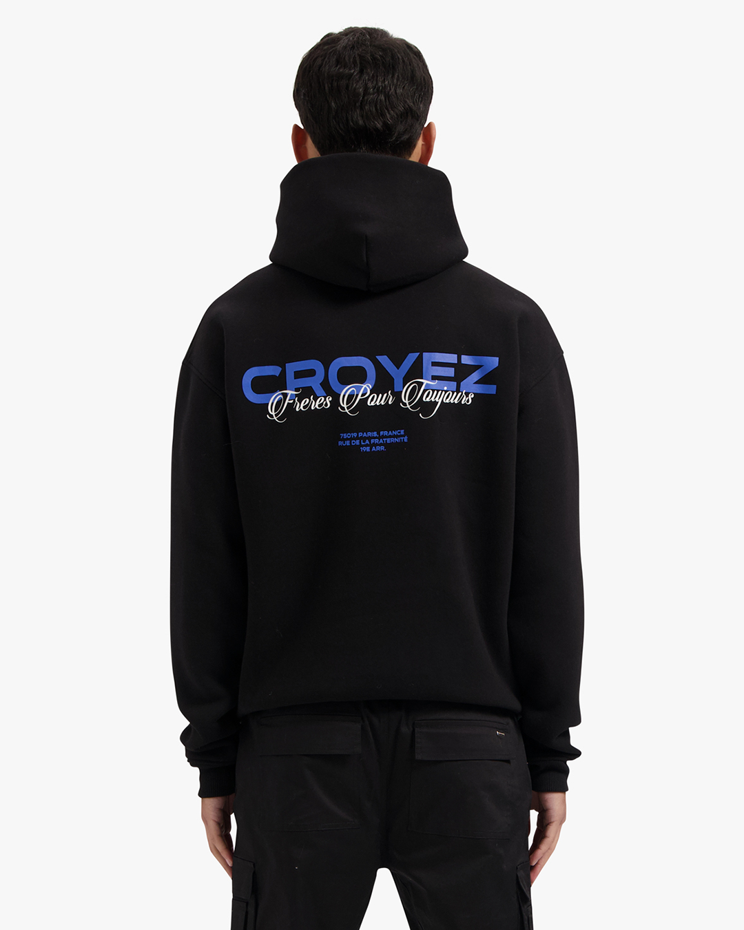 CROYEZ FRÈRES HOODIE - BLACK/COBALT