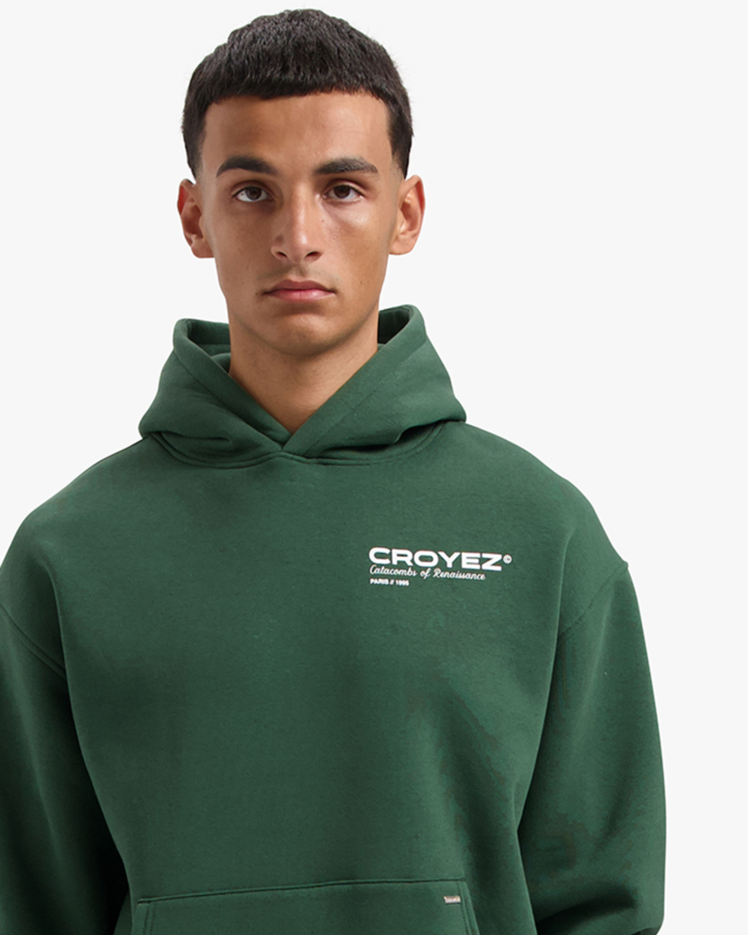 CROYEZ ATELIER HOODIE - DARK GREEN/WHITE