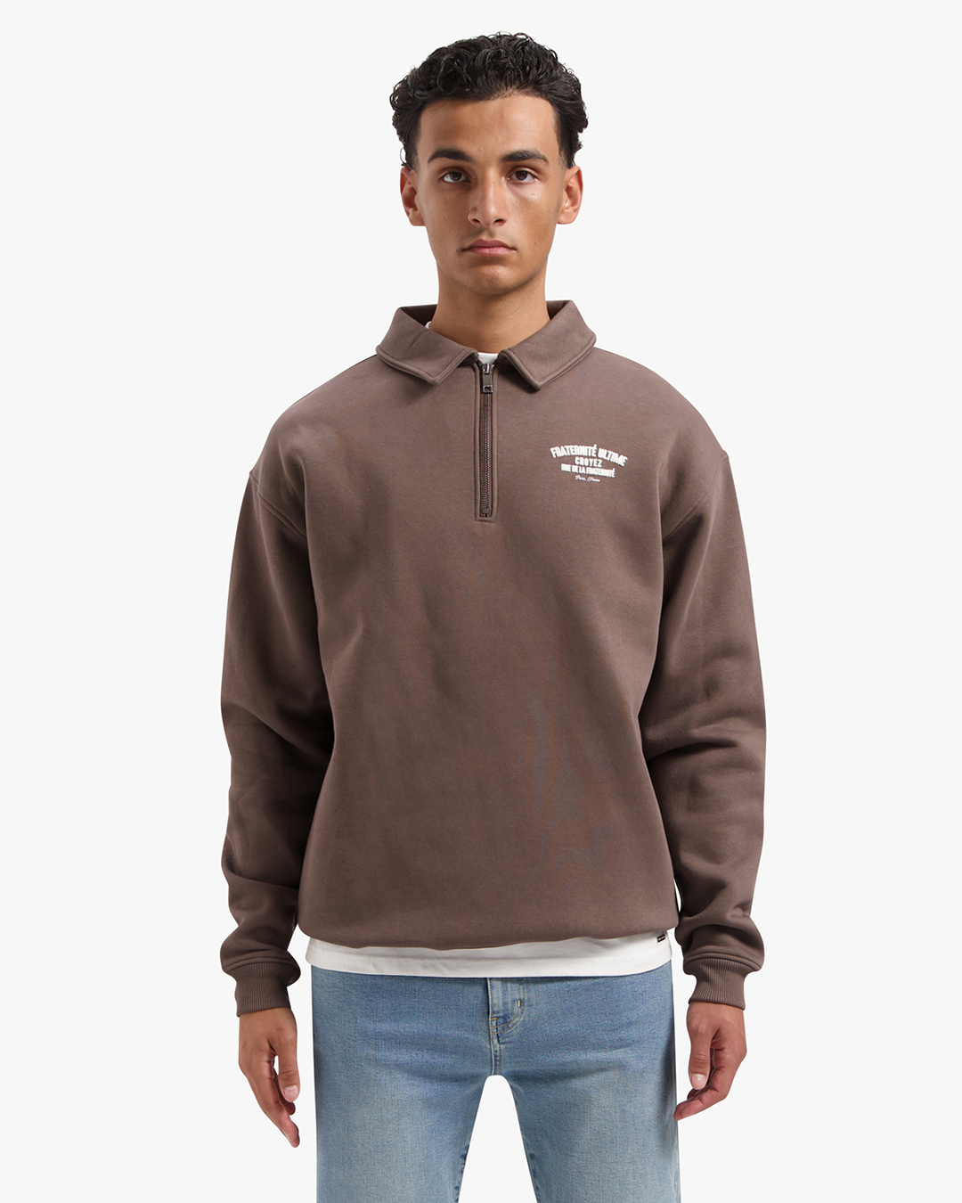 CROYEZ FRATERNITÉ ULTIME HALF ZIP SWEATER - BROWN