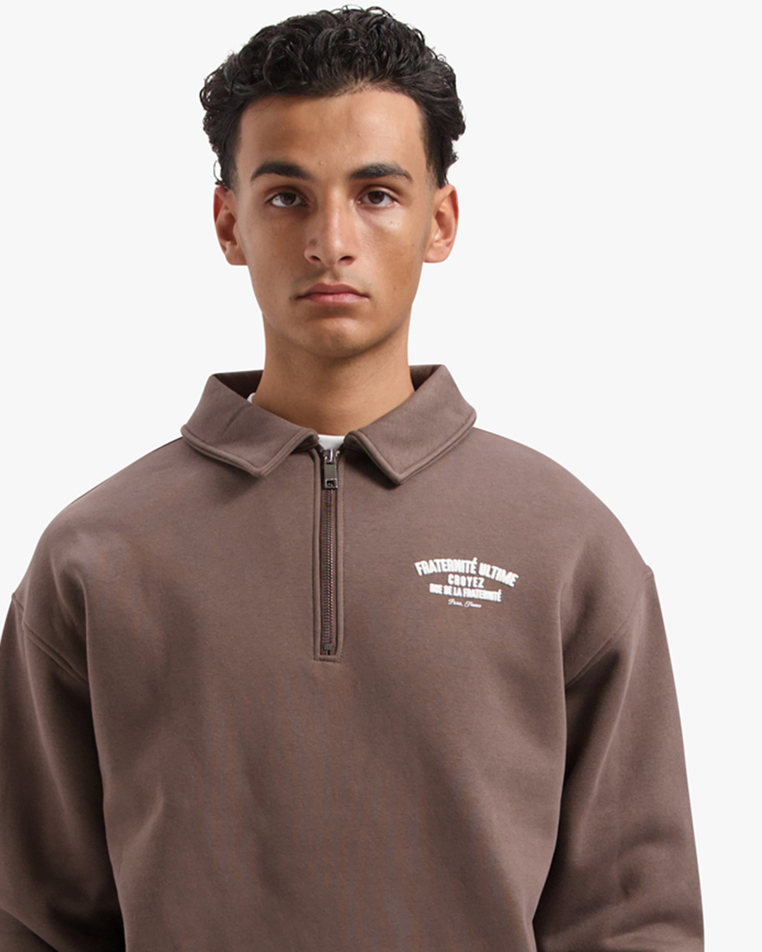 CROYEZ FRATERNITÉ ULTIME HALF ZIP SWEATER - BROWN