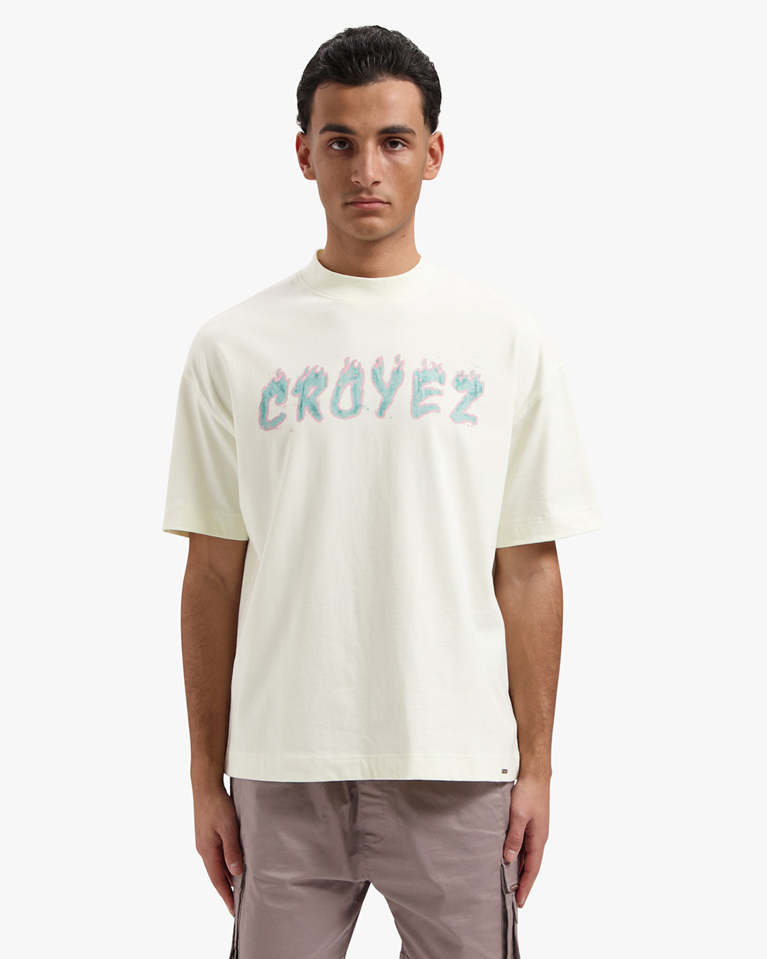 CROYEZ BURNING LOGO T-SHIRT | BUTTERCREAM/PINK