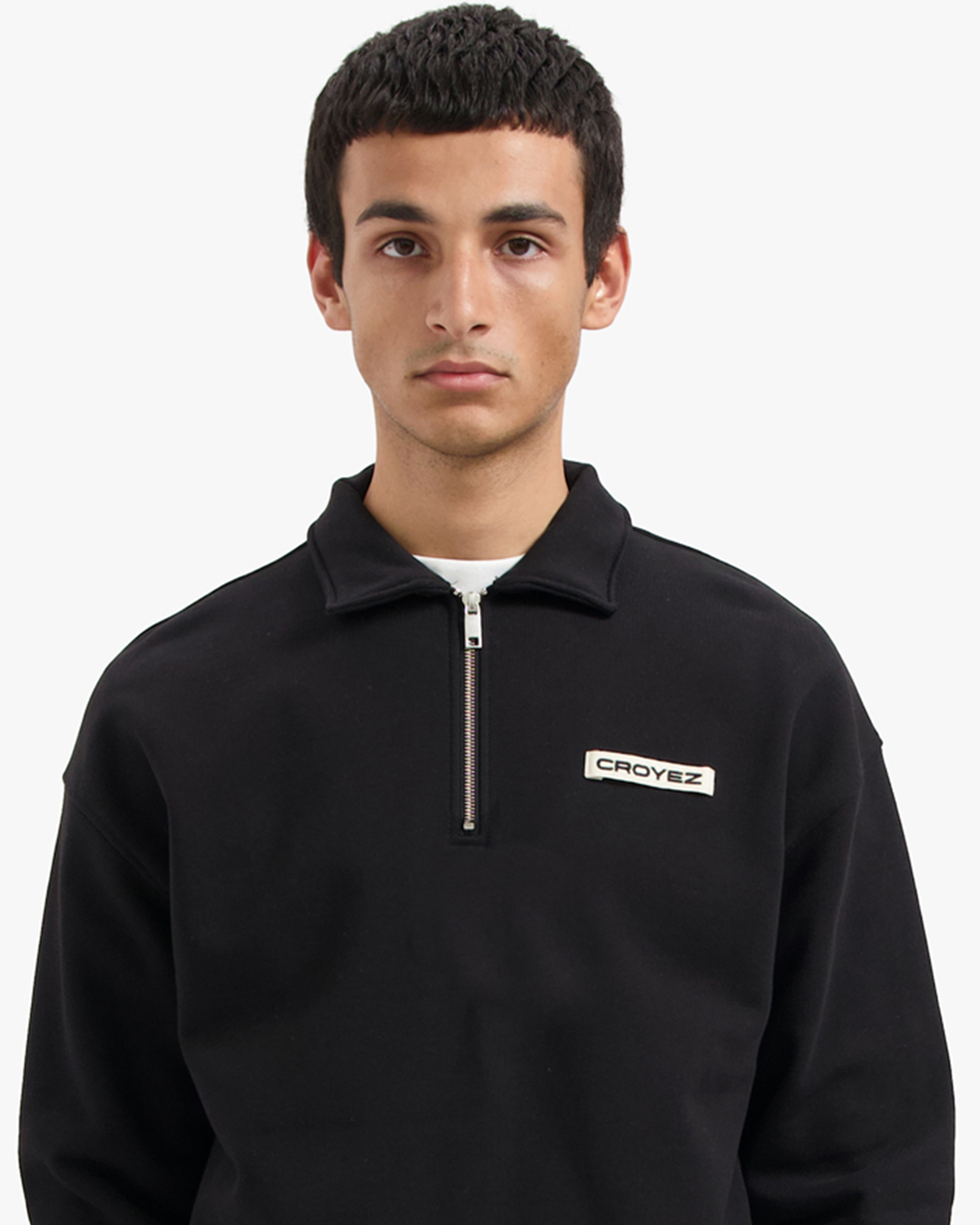 CROYEZ ETIQUETTE HALF-ZIP SWEATER | BLACK