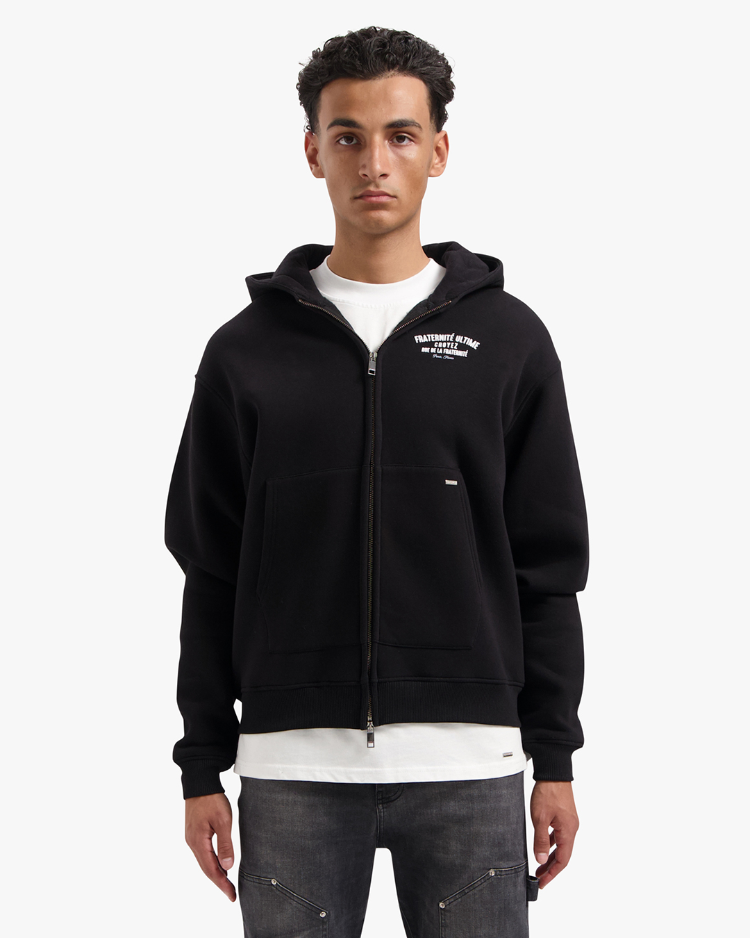 CROYEZ FRATERNITÉ ULTIME ZIP HOODIE - BLACK/WHITE