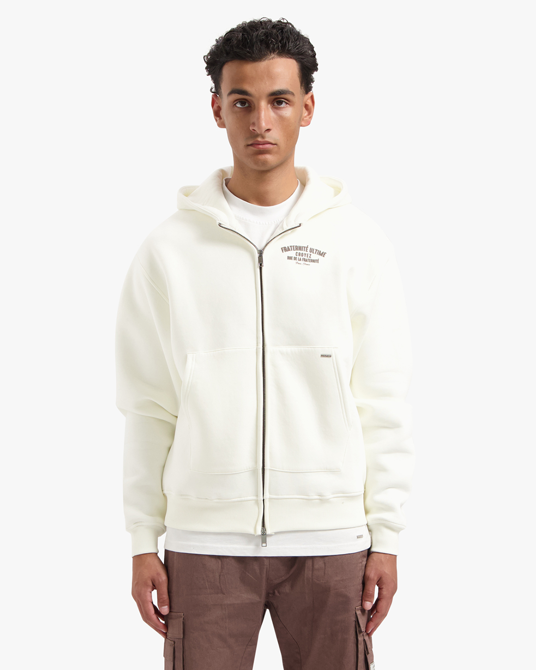 CROYEZ FRATERNITÉ ULTIME ZIP HOODIE - OFF-WHITE