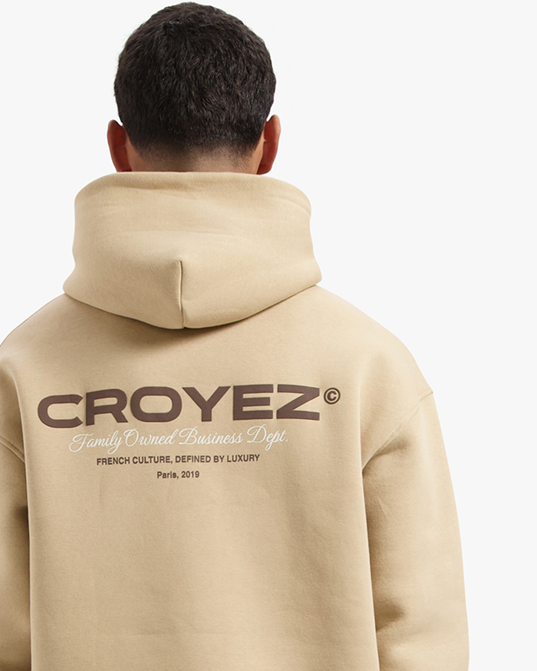 CROYEZ FAMILY OWNED BUSINESS HOODIE - BEIGE/BROWN