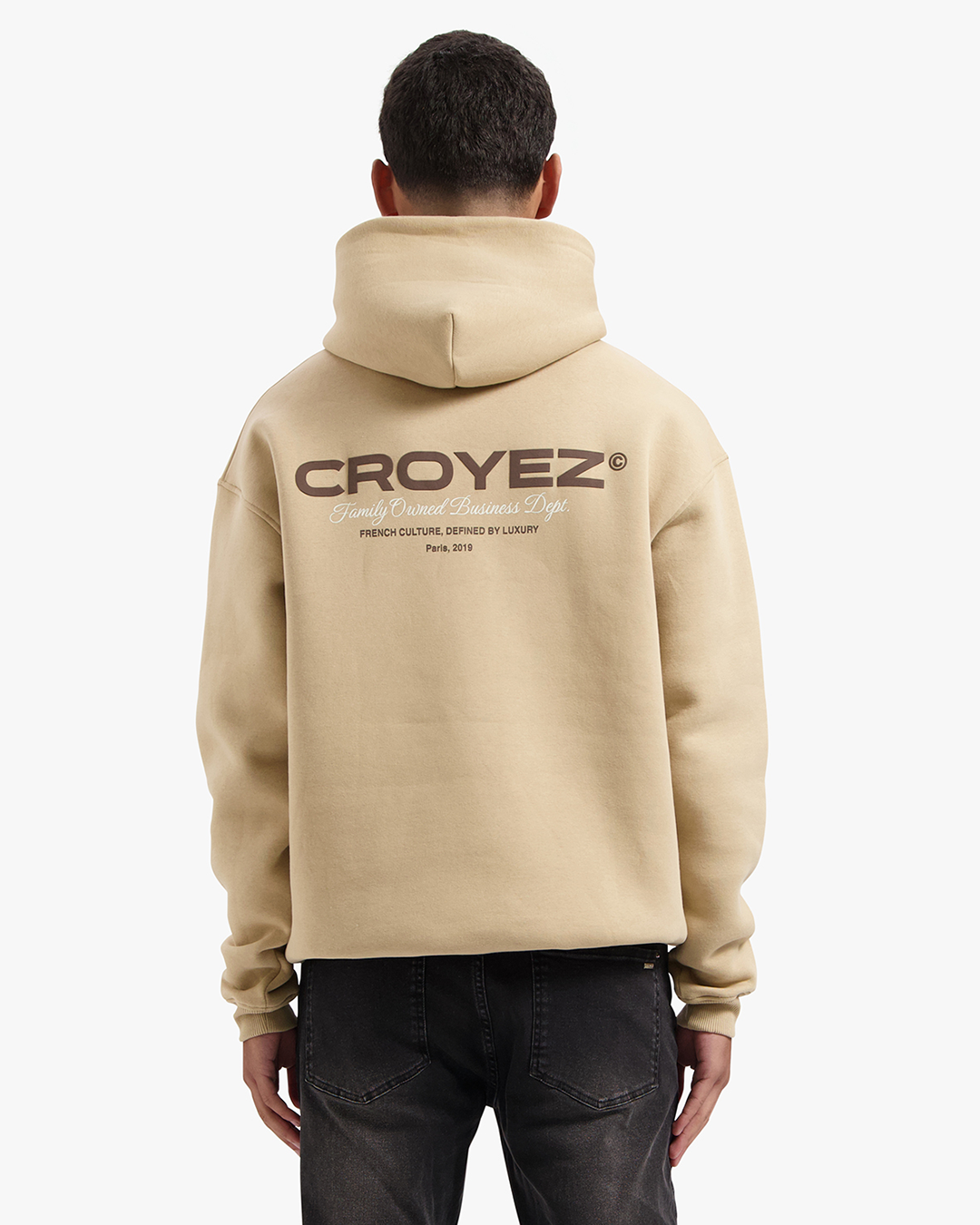 CROYEZ FAMILY OWNED BUSINESS HOODIE - BEIGE/BROWN