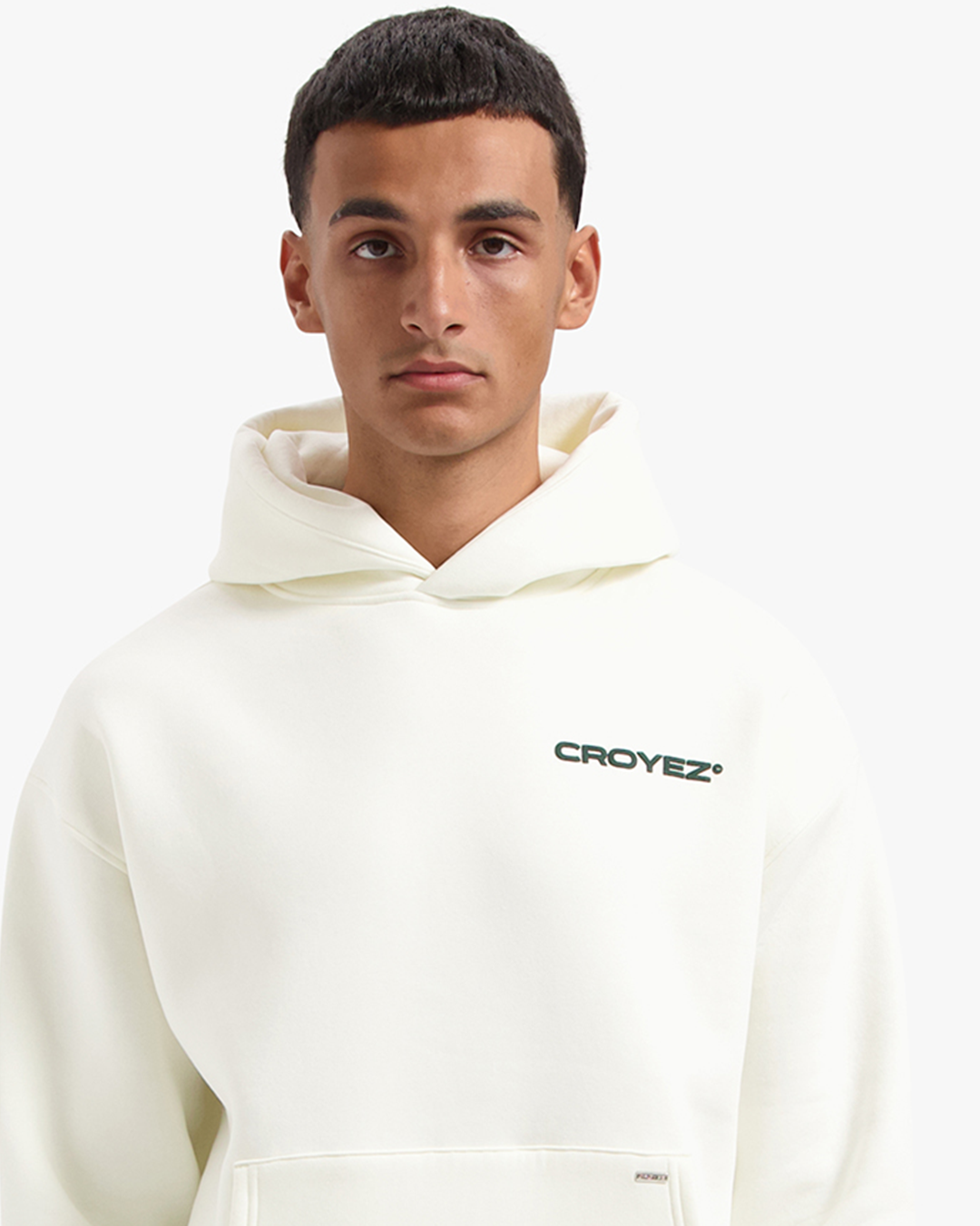 CROYEZ FAMILY OWNED BUSINESS HOODIE - OFF-WHITE/DARK GREEN