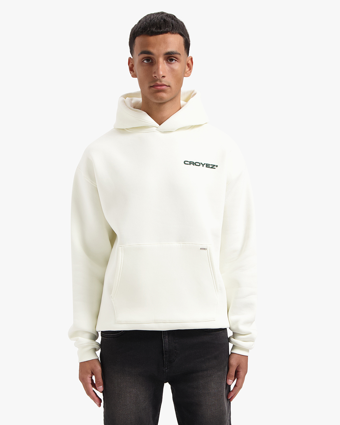CROYEZ FAMILY OWNED BUSINESS HOODIE | OFF-WHITE/DARK GREEN