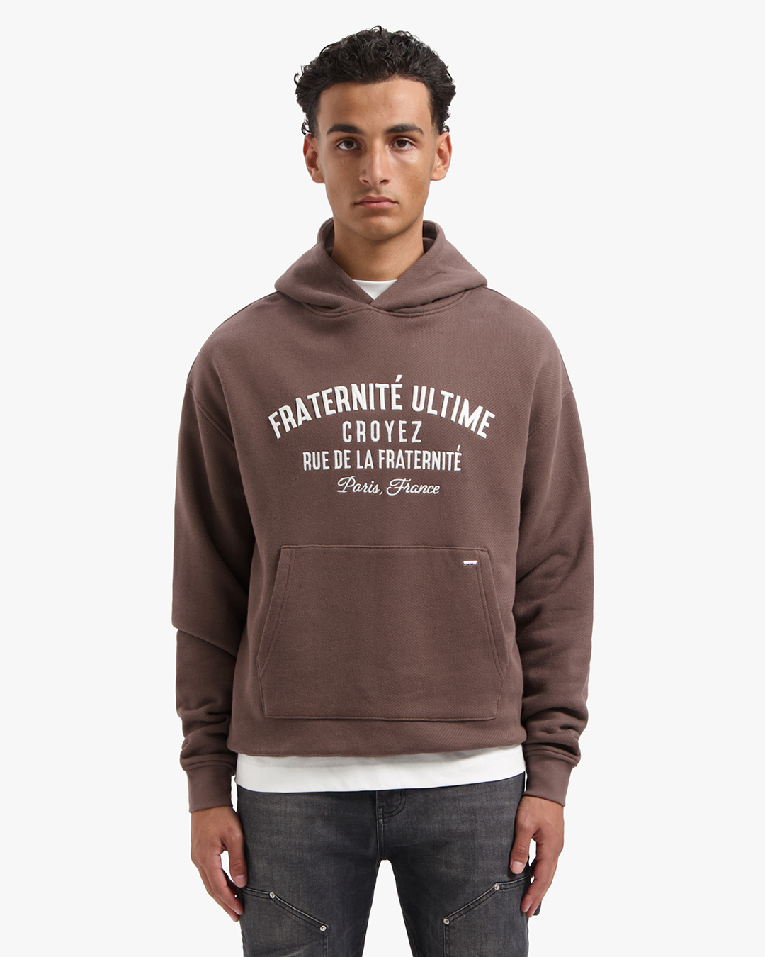 CROYEZ HEAVYWEIGHT FRATERNITÉ HOODIE - BROWN