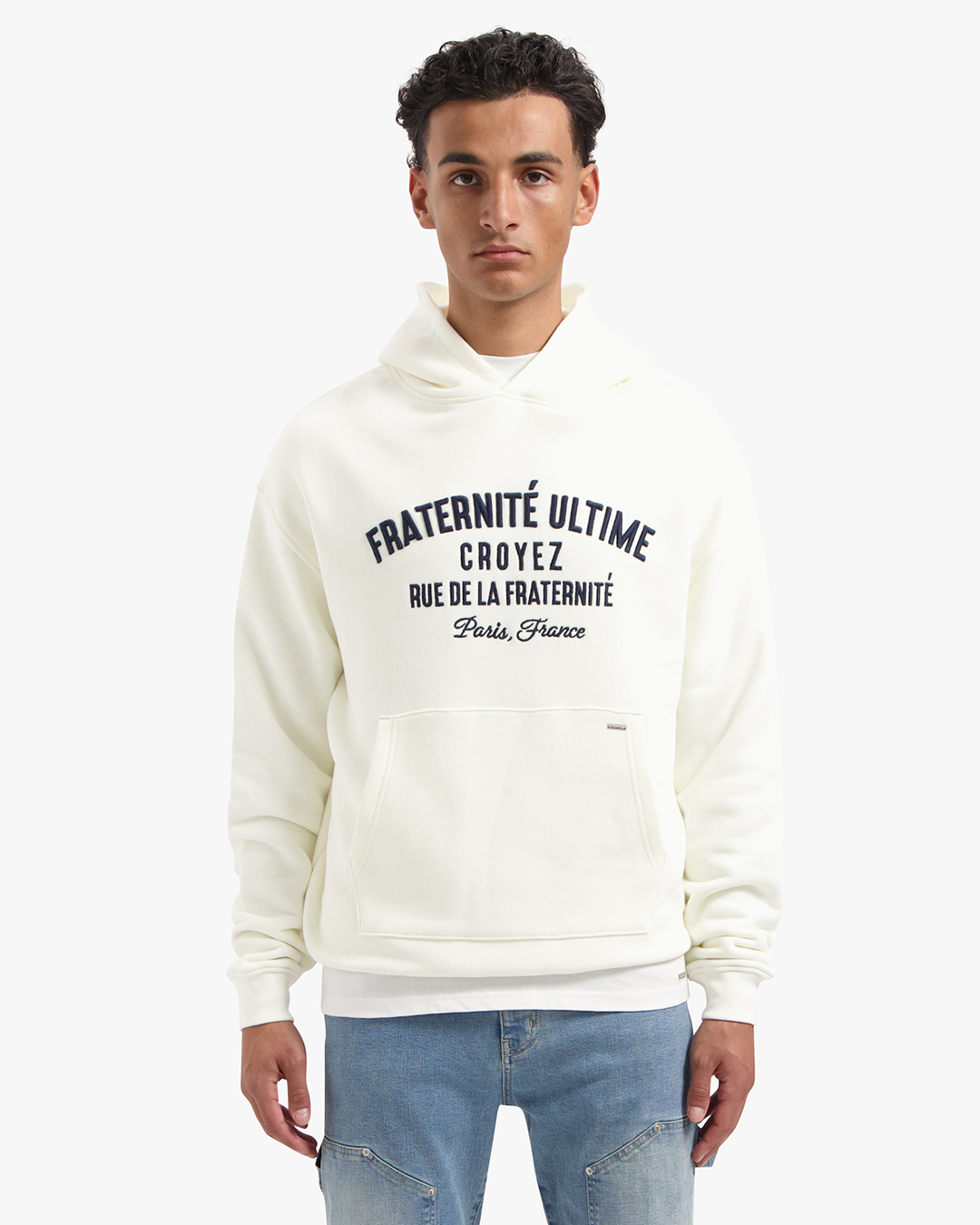 CROYEZ HEAVYWEIGHT FRATERNITÉ HOODIE | CREAM/NAVY