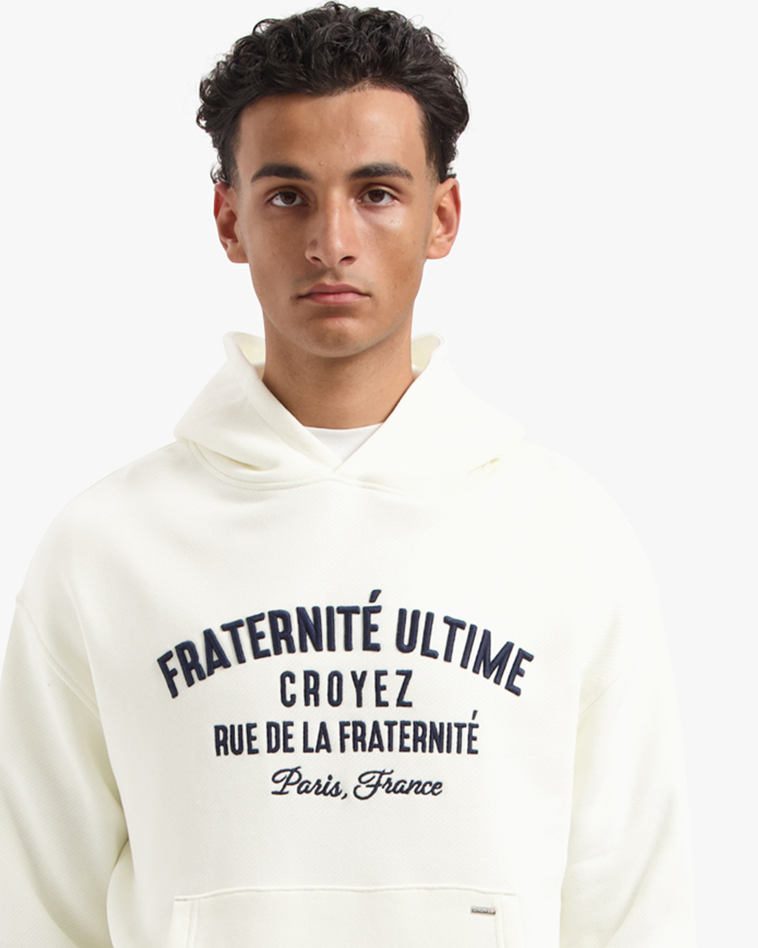 CROYEZ HEAVYWEIGHT FRATERNITÉ HOODIE | CREAM/NAVY