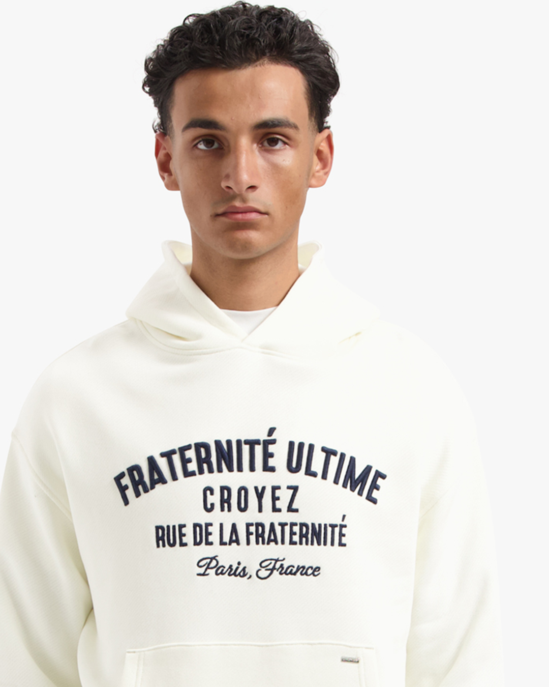 CROYEZ HEAVYWEIGHT FRATERNITÉ HOODIE - CREAM/NAVY