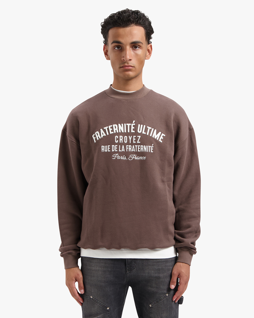 CROYEZ HEAVYWEIGHT FRATERNITÉ SWEATER - BROWN