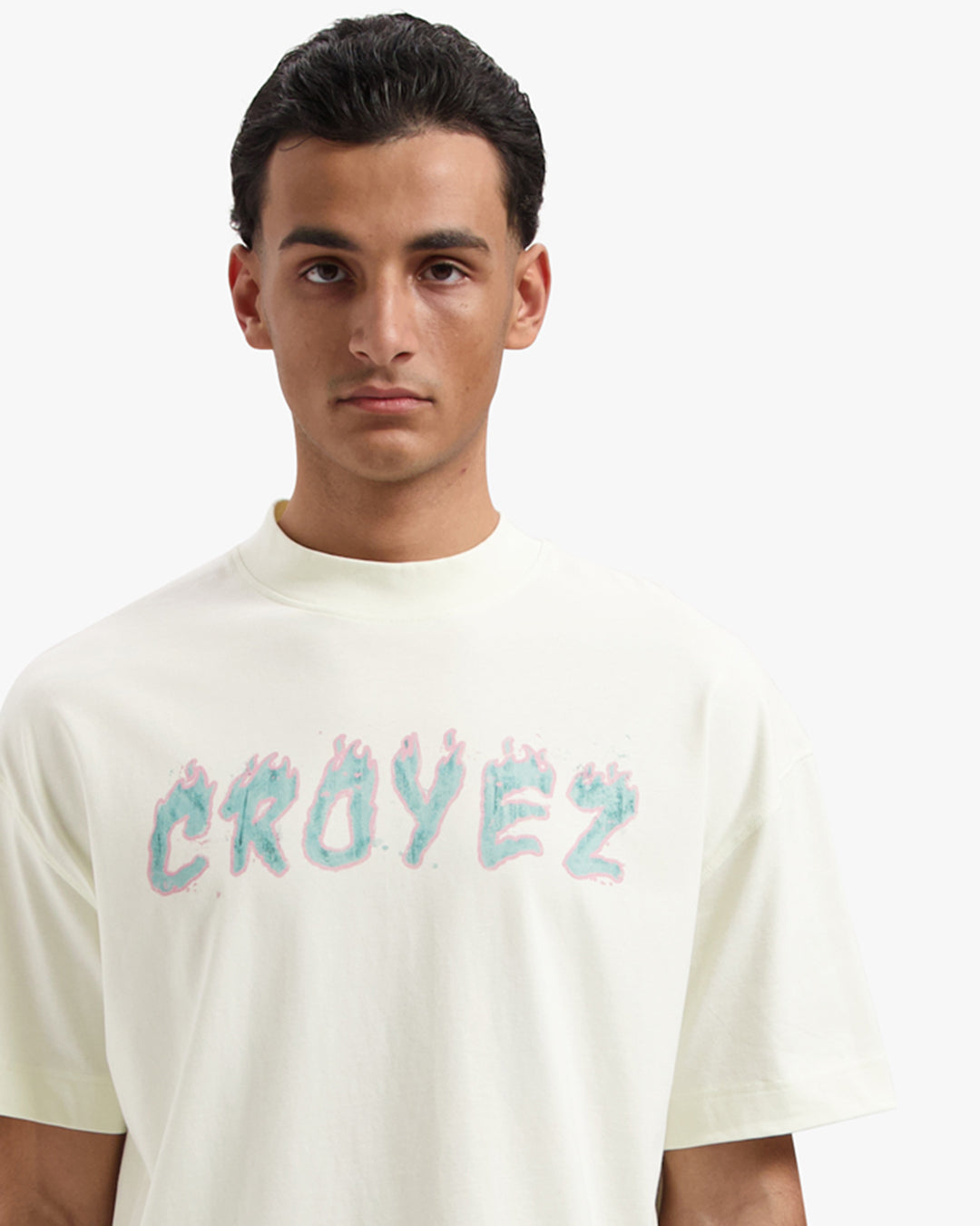 CROYEZ BURNING LOGO T-SHIRT | BUTTERCREAM/PINK