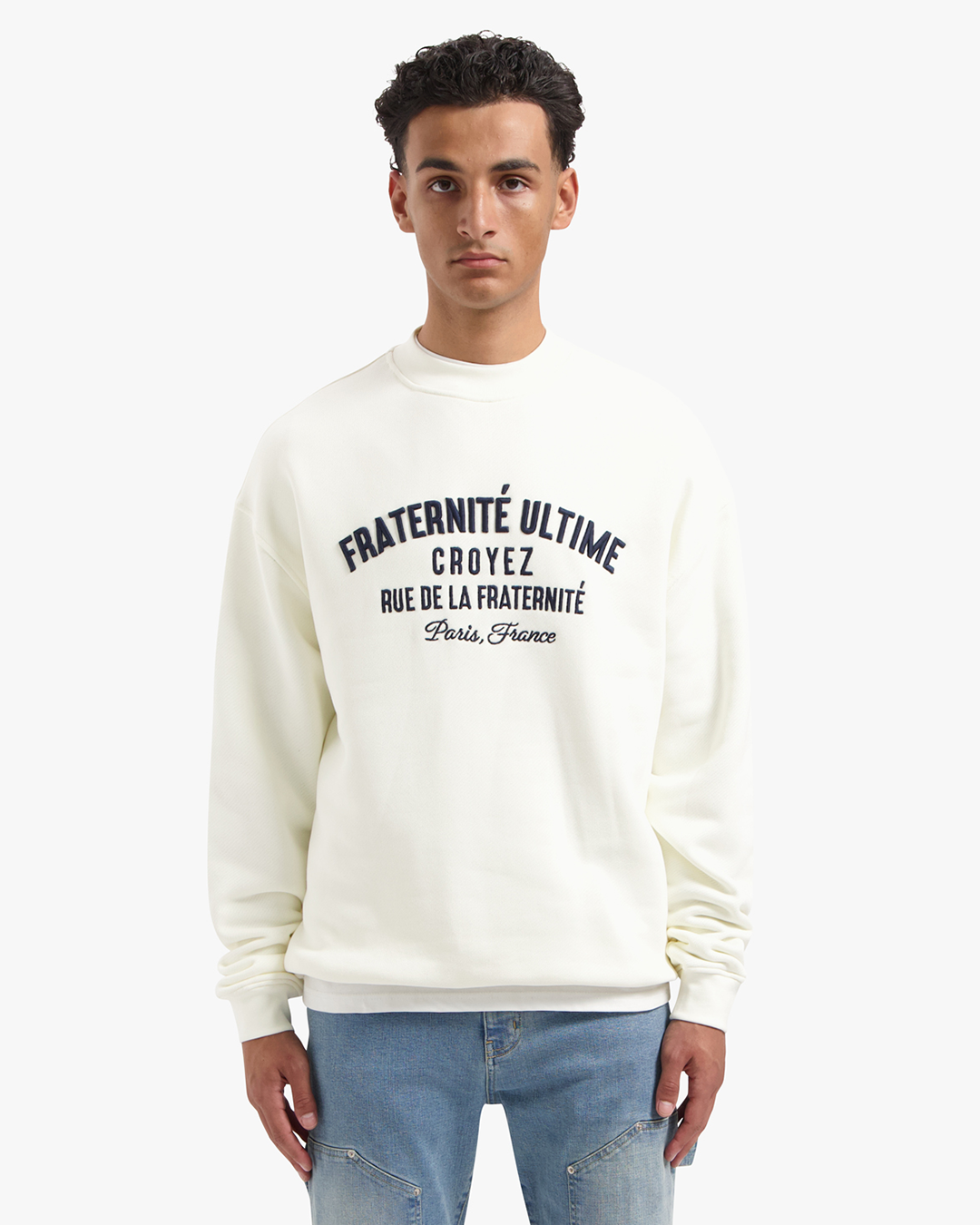 CROYEZ HEAVYWEIGHT FRATERNITÉ SWEATER - CREAM/NAVY