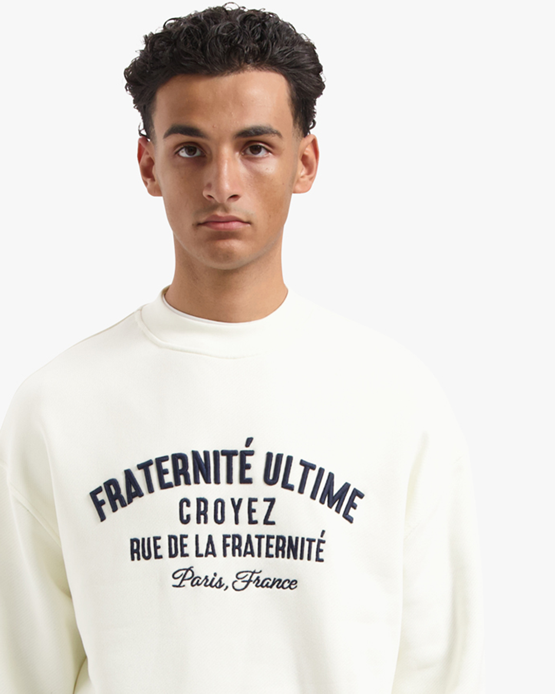 CROYEZ HEAVYWEIGHT FRATERNITÉ SWEATER | CREAM/NAVY
