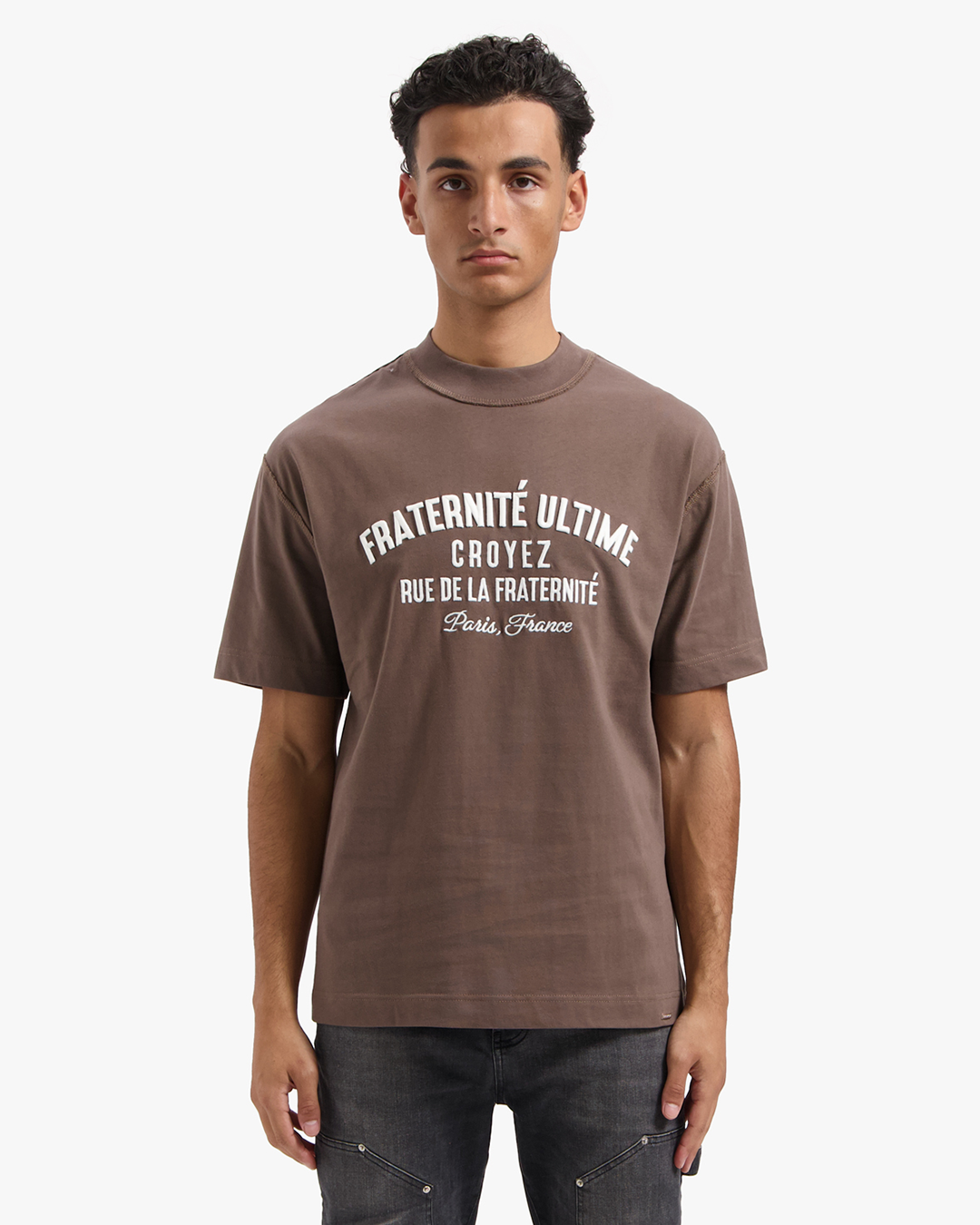 CROYEZ INSIDE OUT FRATERNITÉ T-SHIRT - BROWN